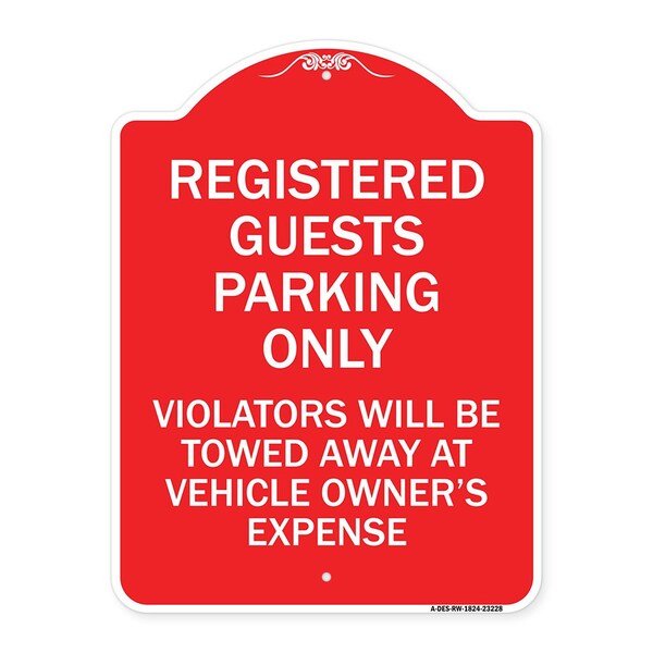 Registered Guest Parking Only Violators Will Be Towed Away at Vehicle Owners Expense, RW-1824-23228